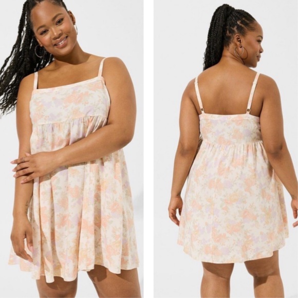 Torrid 1 1X Plus Challis Floral Cami Tank Mini Dress with Pockets‎ - Picture 1 of 12